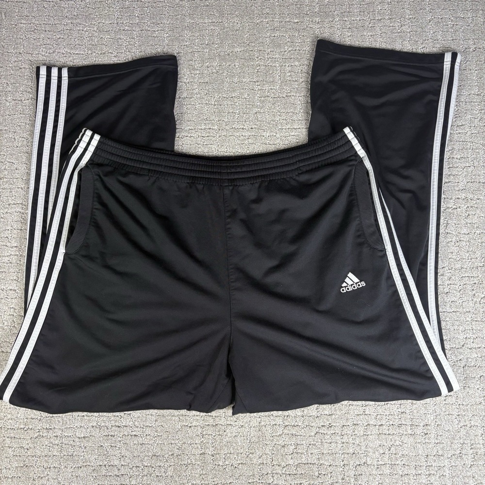 Vintage Y2K Adidas black track pants with white stripes Mens Size XL streetwear